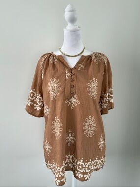 Womens Boho Tops V Neck Short Sleeve Blouses Casual Button Down Shirts Floral